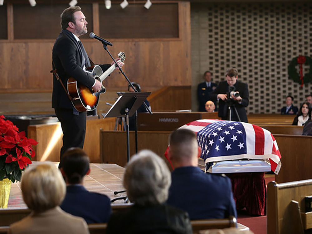 Lee Brice Pays Tribute to U.S. Air Force Major Troy Lee Gilbert During Full Military Honors Funeral Service at Arlington National Cemetery